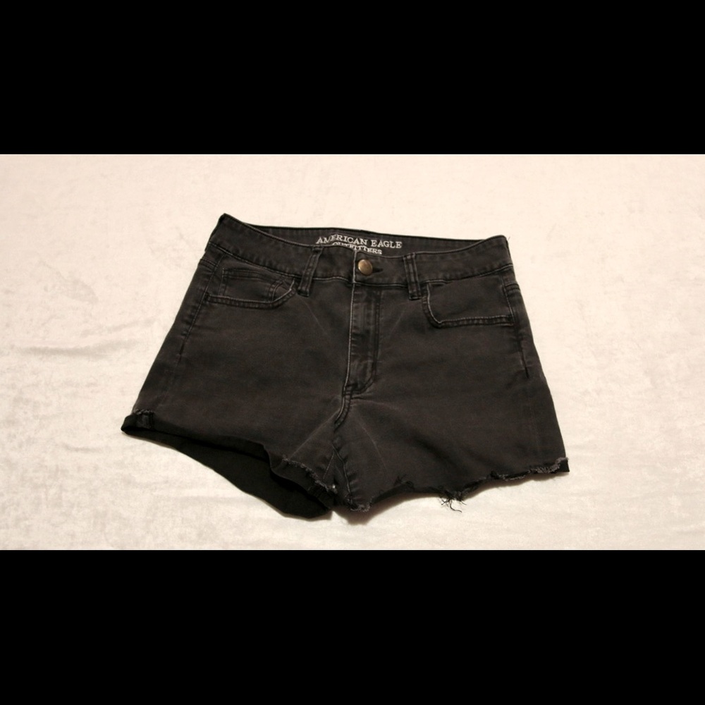 Black American Eagle Hi-Rise Shortie Shorte
